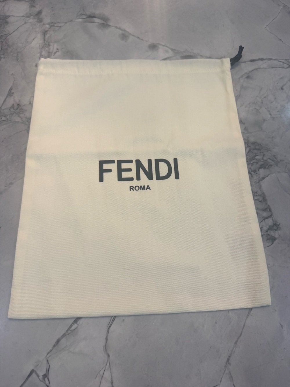 Fendi Cream  Drawstring Dust Bag with Black FENDI ROMA Logo. NEW. Boutique Fresh